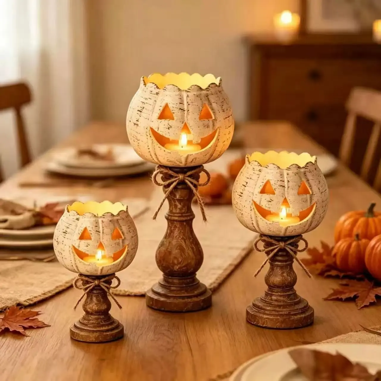 Pumpkin Tealight Candle Holder, Pumpkin Light Candle Resin Craft Ornament, Decorative Halloween Decoration, DIY Crafts Material