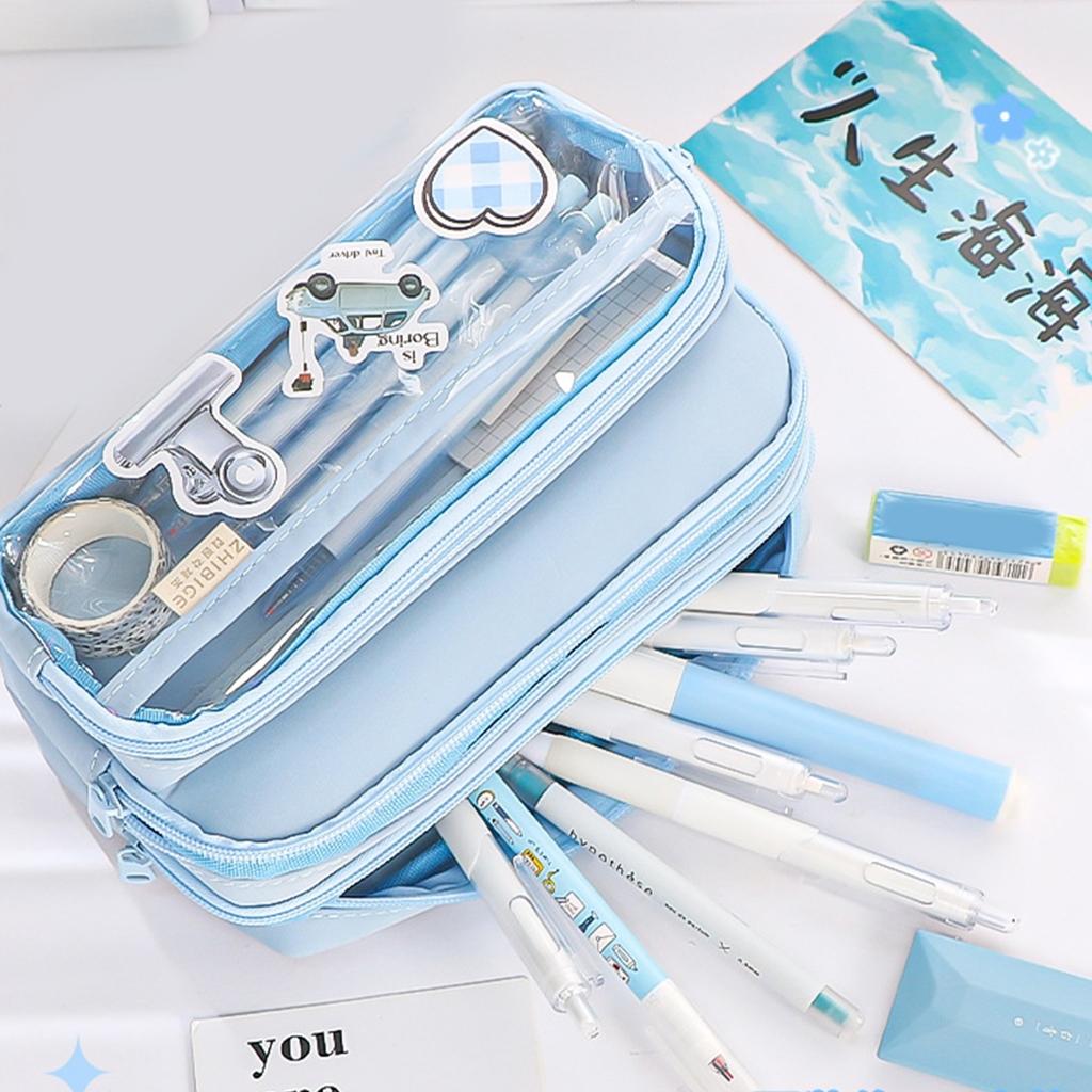 Large Capacity Pen Case Multifunctional Expandable Compartments Pencil Organizer