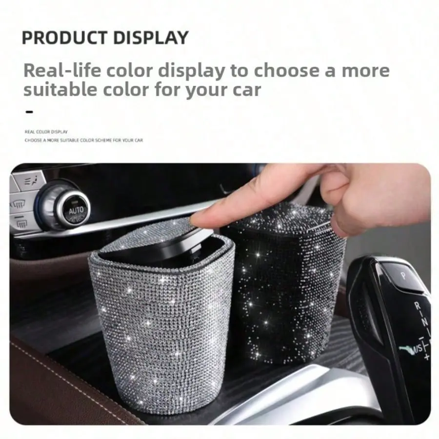 1PC Creative Ventilation Clip Car Ashtray, Diamond Wrapped Ash Tray with Safety Lid, Leakproof Portable Travel Ash Container, Stylish Car Interior Decor, Practical Gift for Smokers, Must-Have Car Accessory