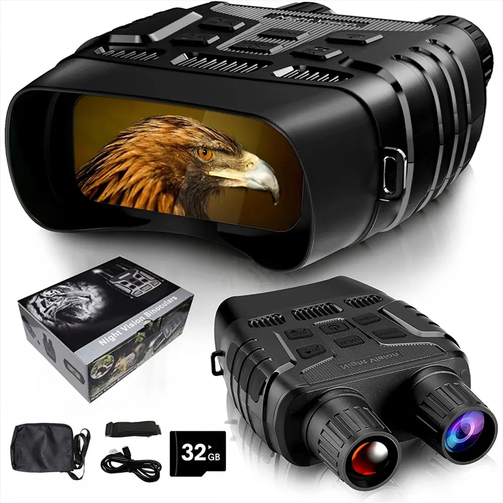 4K Night Vision Binoculars, 7 Gear Night Vision, 32GB Memory Card to Save Photos and Videos, 8X Digital Zoom for Outdoor, Camping and Travel