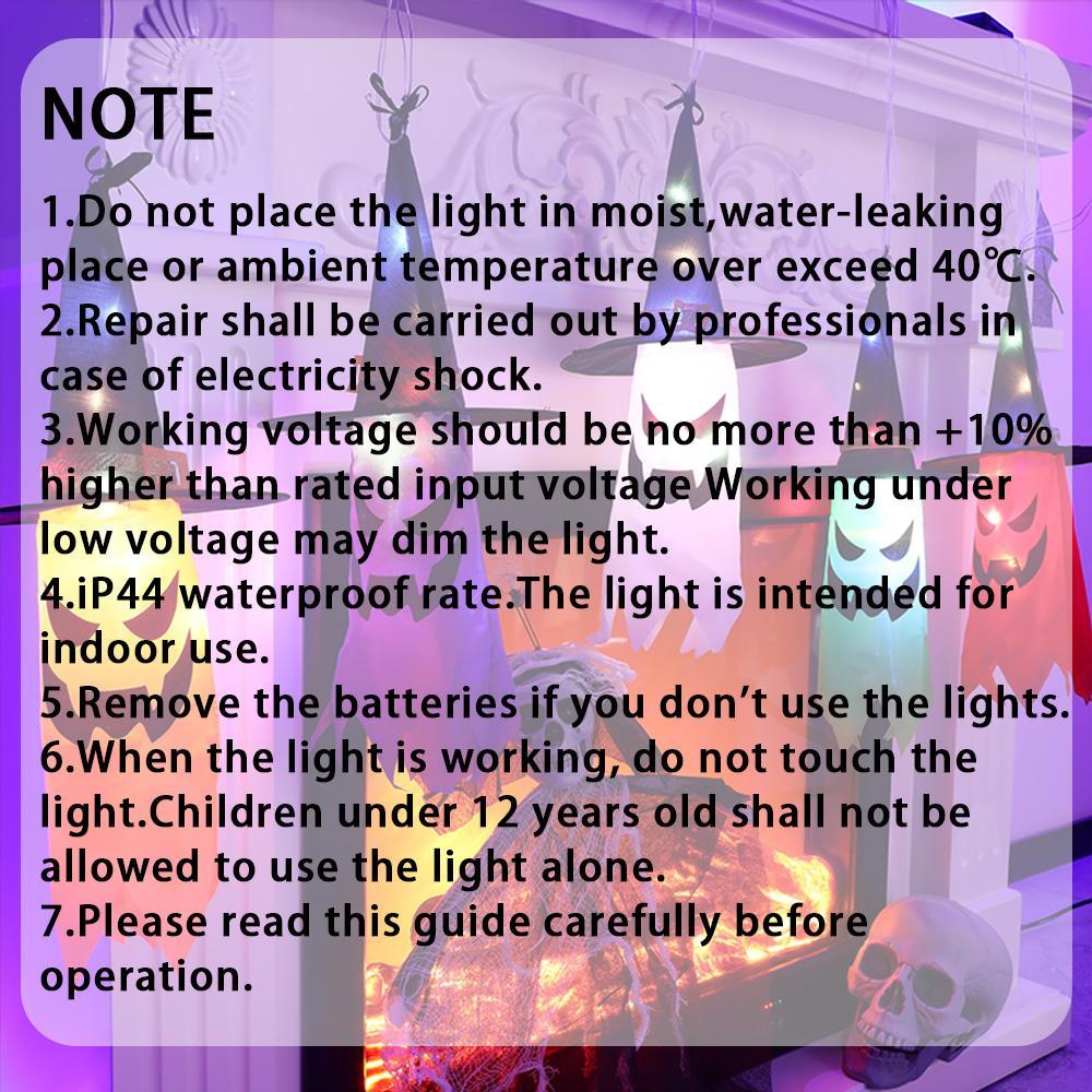 Halloween Ghost Hat Design Hanging Light, Battery Powered LED Light String, Decorative Light for Home Garden Yard Tree, Ornaments