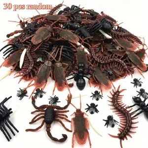 Random 30-60 Pieces Realistic Plastic Bug Prank Toys, Halloween Pest Props, Roach Spider Centipede Scorpion, April Fools Gift Prank Gag Gift Party Favor