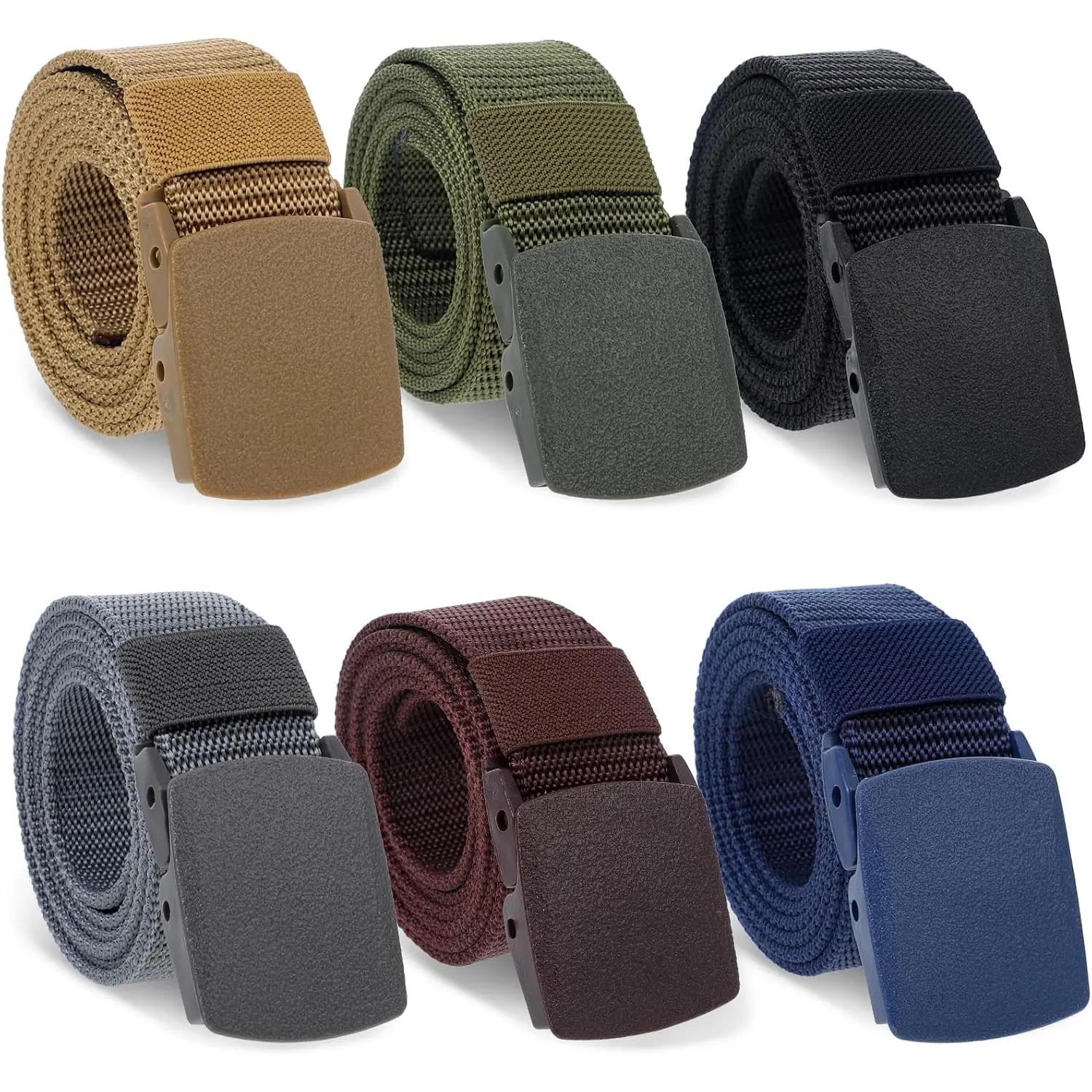 Tactical 6-Pack Nylon Webbing Canvas Belt - Men & Women's Military, Outdoor, Hiking & Casual Belt
