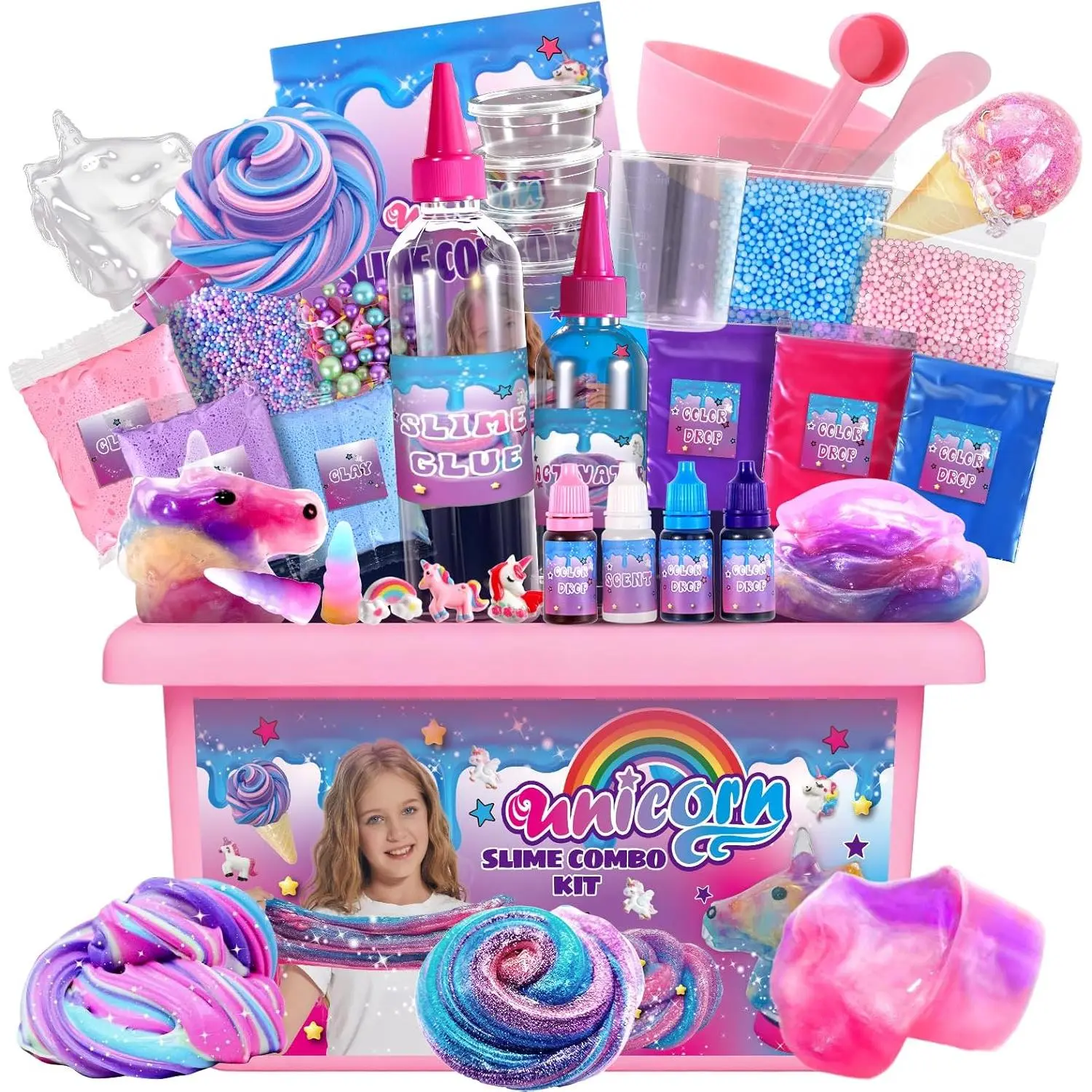 Mini Unicorn Slime Kit for Girls - Glimmer Crunchy, Butter, Galaxy Slime, Crafts for Kids - Mix & Match Play Party Favors for 10-12 Years, Other Uses, Girl