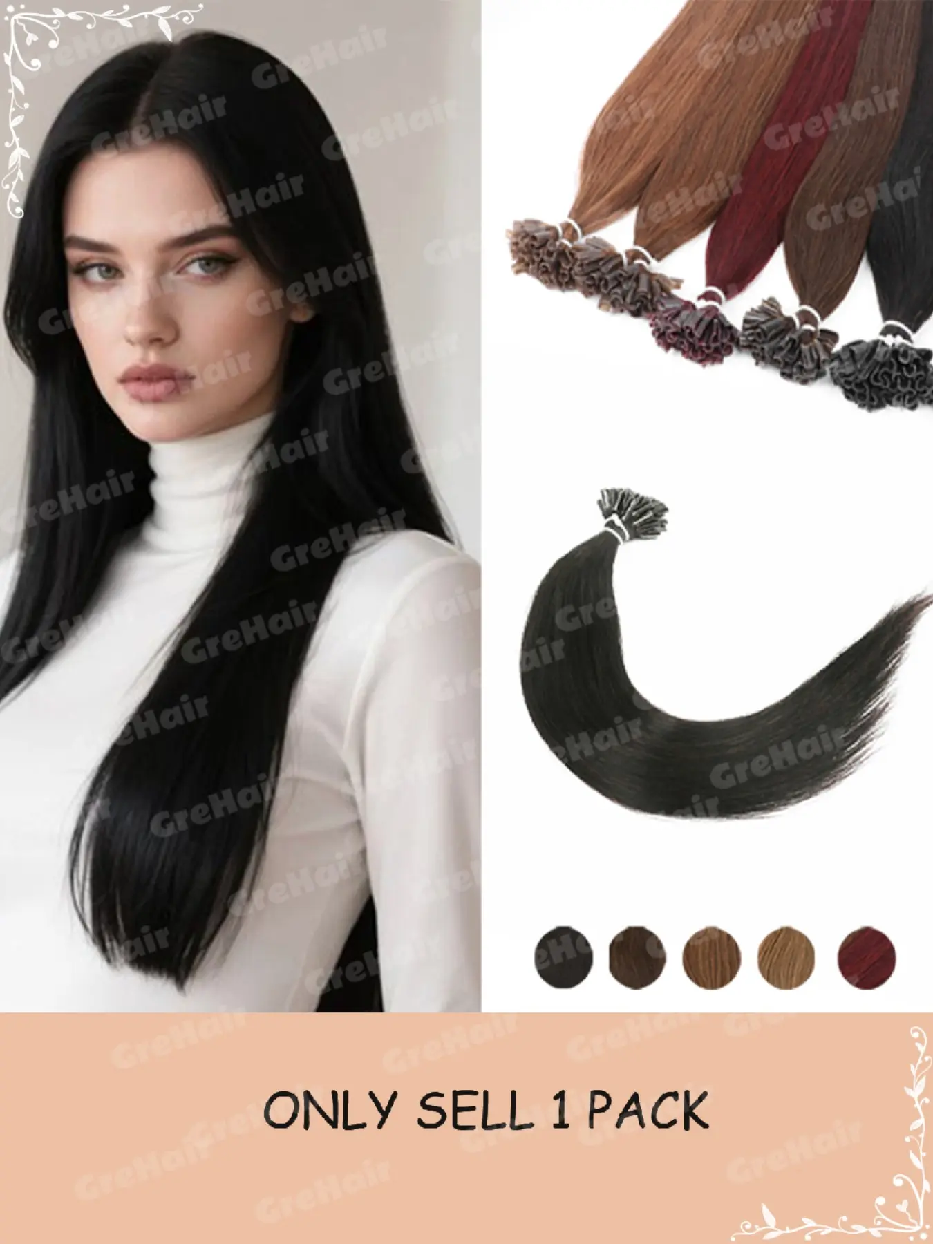 Real Human Hair U-Shape Extensions, Multi-Sizes and Colors, Invisible U-Shape Hair Bundles, Salon Special, Seamless Hair Growth