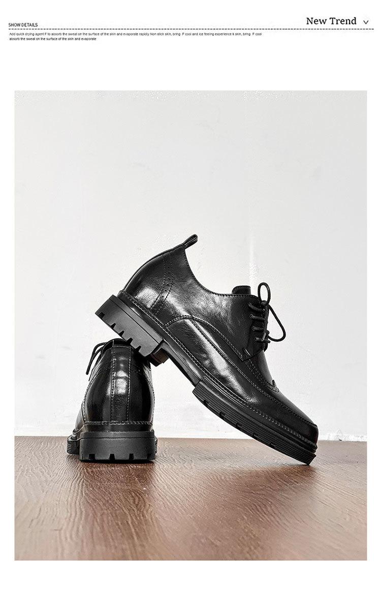 Casual men's brogue shoes with internal height increase, thick-soled business formal men's shoes with internal height increase