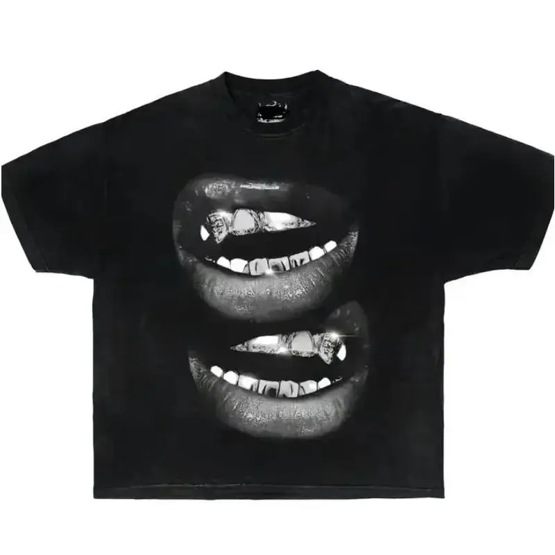 Grin Fang Mouth Garment-Dyed Boxy ShirtVintage Graphic Tee  Y2K Graphic Tee