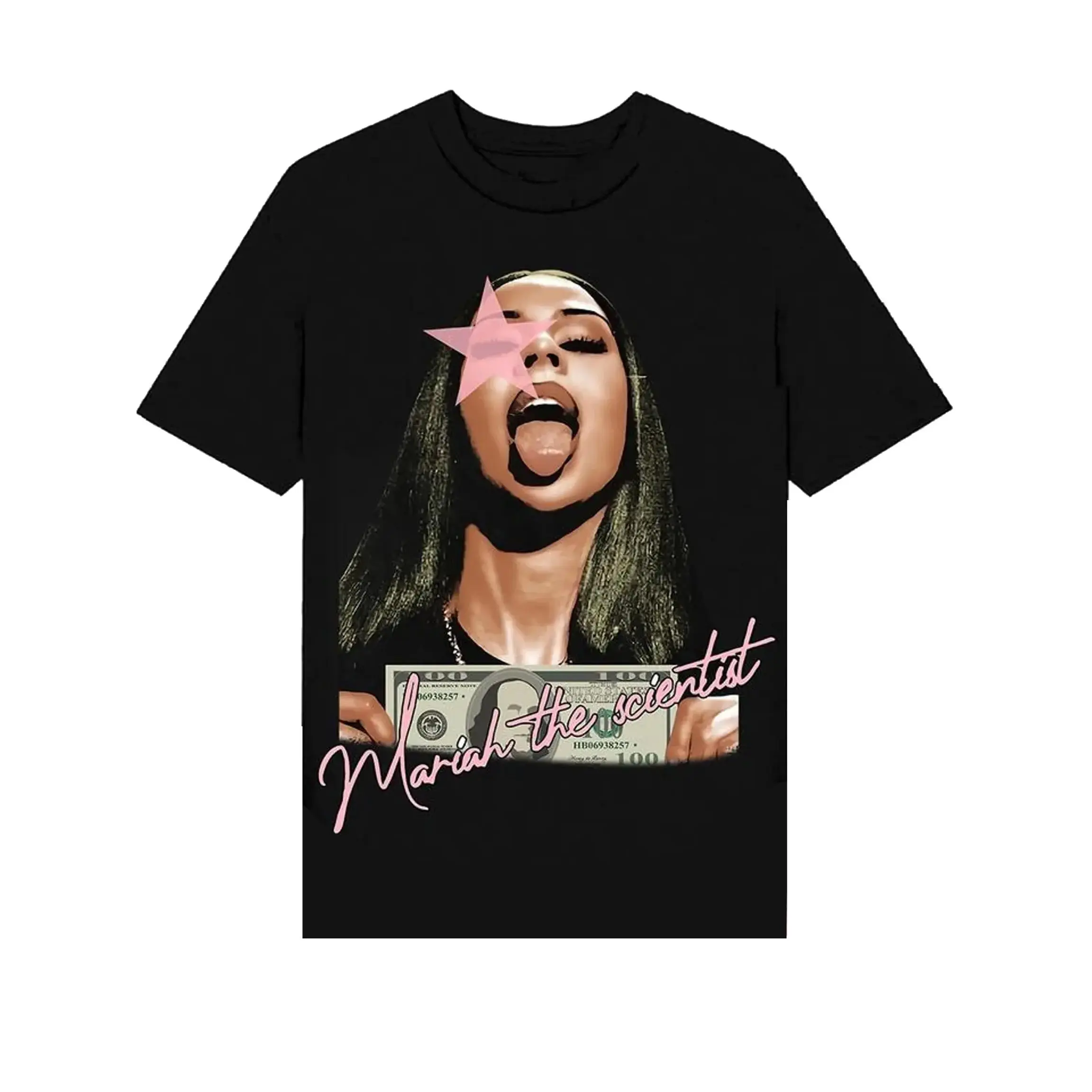 BIG FACE Mariaah The Scientist light Pink Star, 100 Cotton tee to match A J Low Triple Pink,Shirt to matching Sneaker