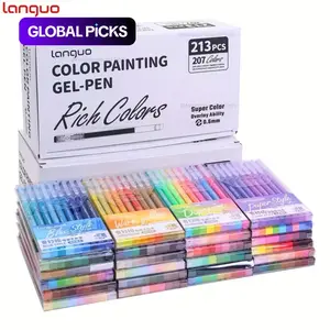 Languo 213pcs Drawing Gel Pen Set, 0.6mm Tip, Rich Colors, Large Capacity Ink Pens, Artist Drawing Pen, Ideal for Office, Painting, Correction, Diary, DIY Art, Art Materials, Art Drawing Supplies #GLOBAL PICKS