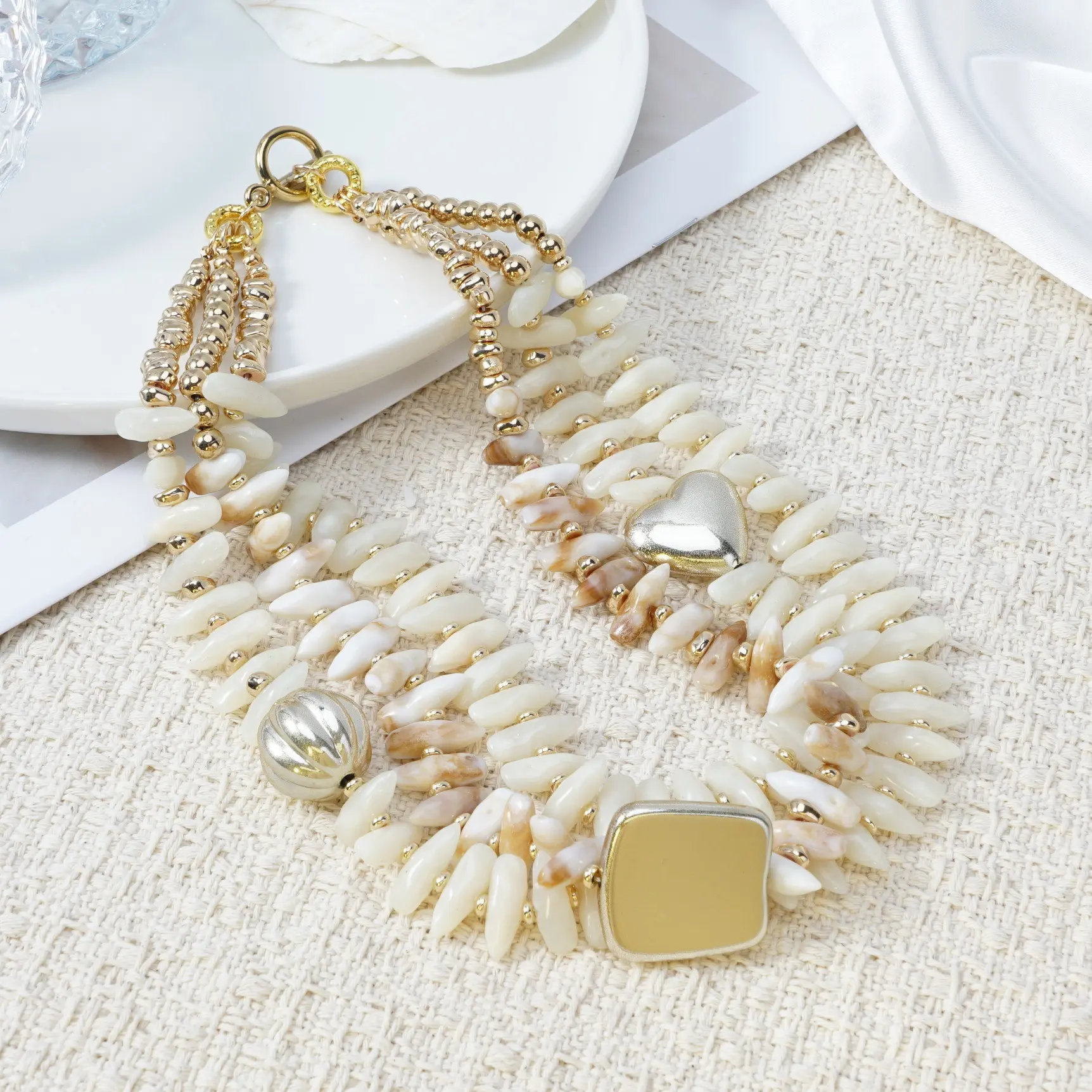 Handmade Shell Chip Multi Layer Beaded Necklace Beach Vacation For Women, Beaded Necklaces, Shell Necklaces