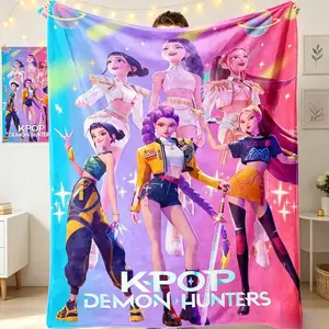 KPop Demon Hunters HUNTR/X Flannel Blanket, Super Soft Cozy Warm Breathable Lightweight Throw for Sofa Bed Office Nap, Home Decor Gift for Adults and Children, Kid Room, Birthday Father's Day Gif