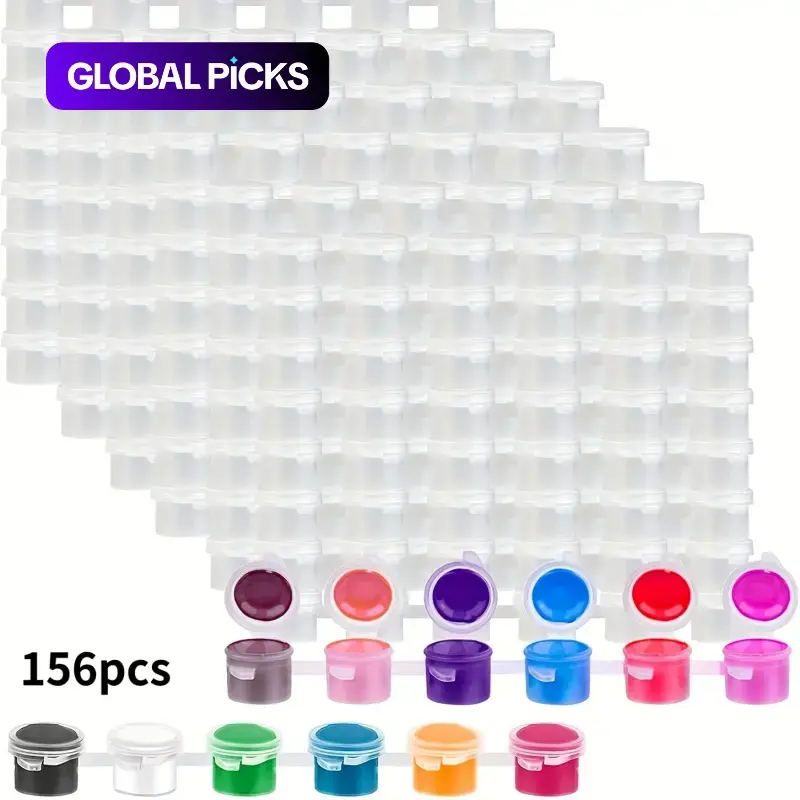 156pcs Empty Paint Cans, 2ml/0.06oz Acrylic Mini Paint Containers, Durable Plastic, Leak-Proof & Easy-Sealing, for School Art Craft Projects #GLOBAL PICKS