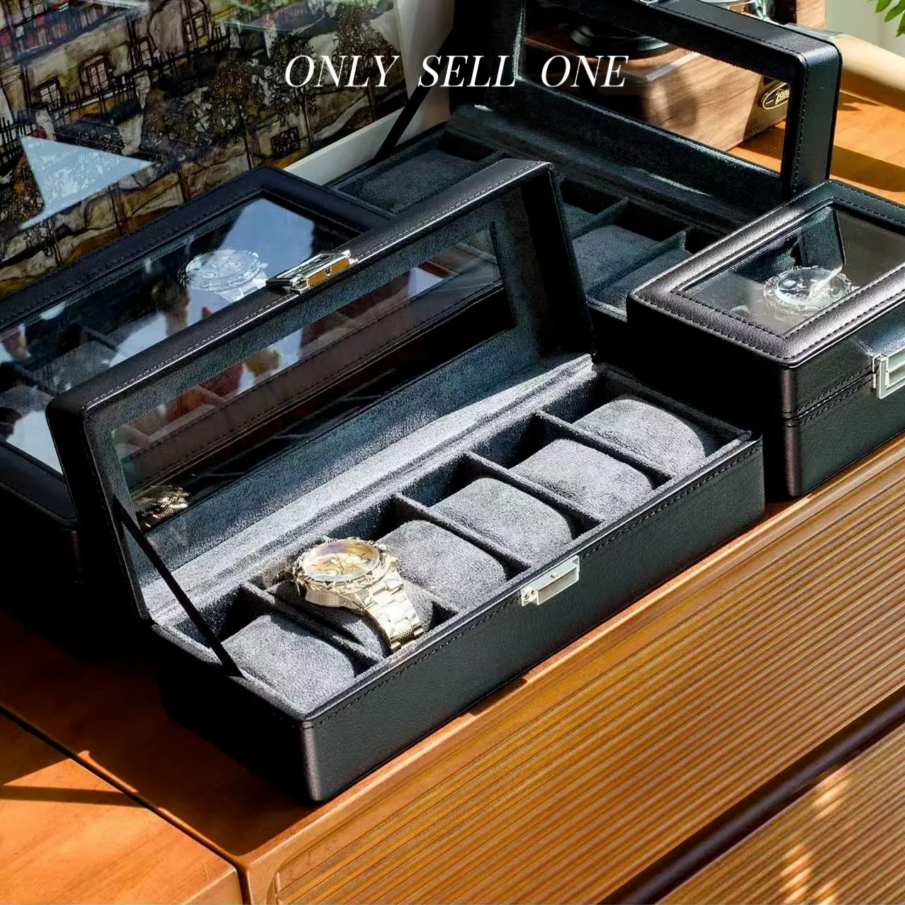 Litchi Texture Watch Storage Box, Wristwatch Storage, Large Capacity Watch Display Case, Watch Organizer, Elegant Desktop Decor, Luxury Gift for Gentlemen