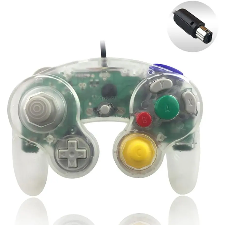 1 Pack NGC Controller Classic Wired Controller for Wii Gamecube (Clear White)