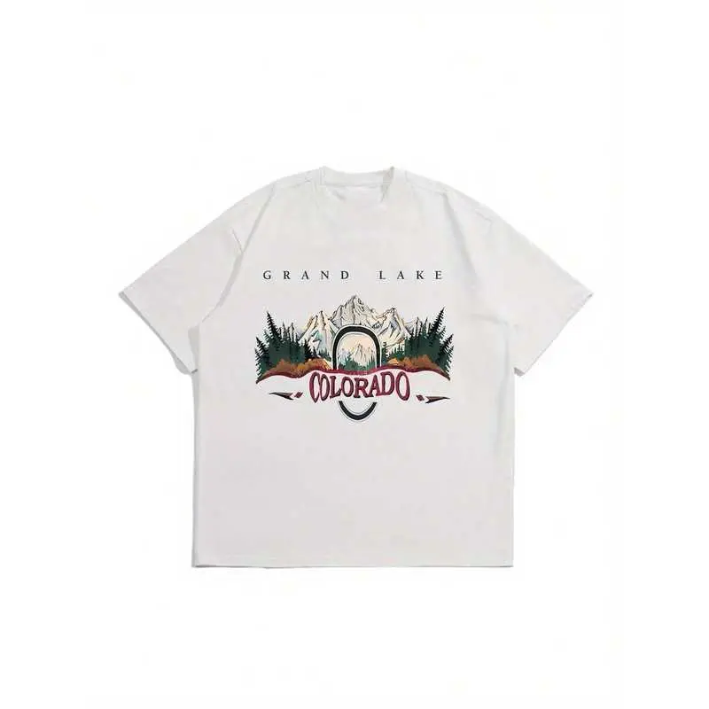 Men's Grand Lake Colorado Graphic T-Shirt - Breathable, Lightweight Knit Fabric, Casual Round Neck Tee with Iconic Mountain & Forest Design