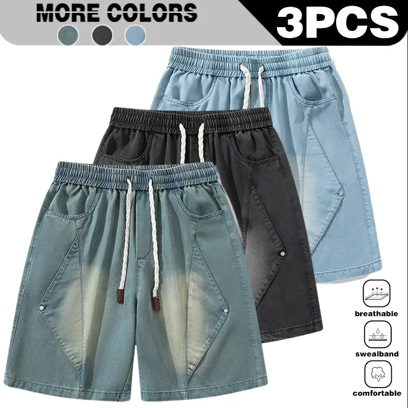 2026 summer new men's retro jeans shorts thin straight leg cropped pants