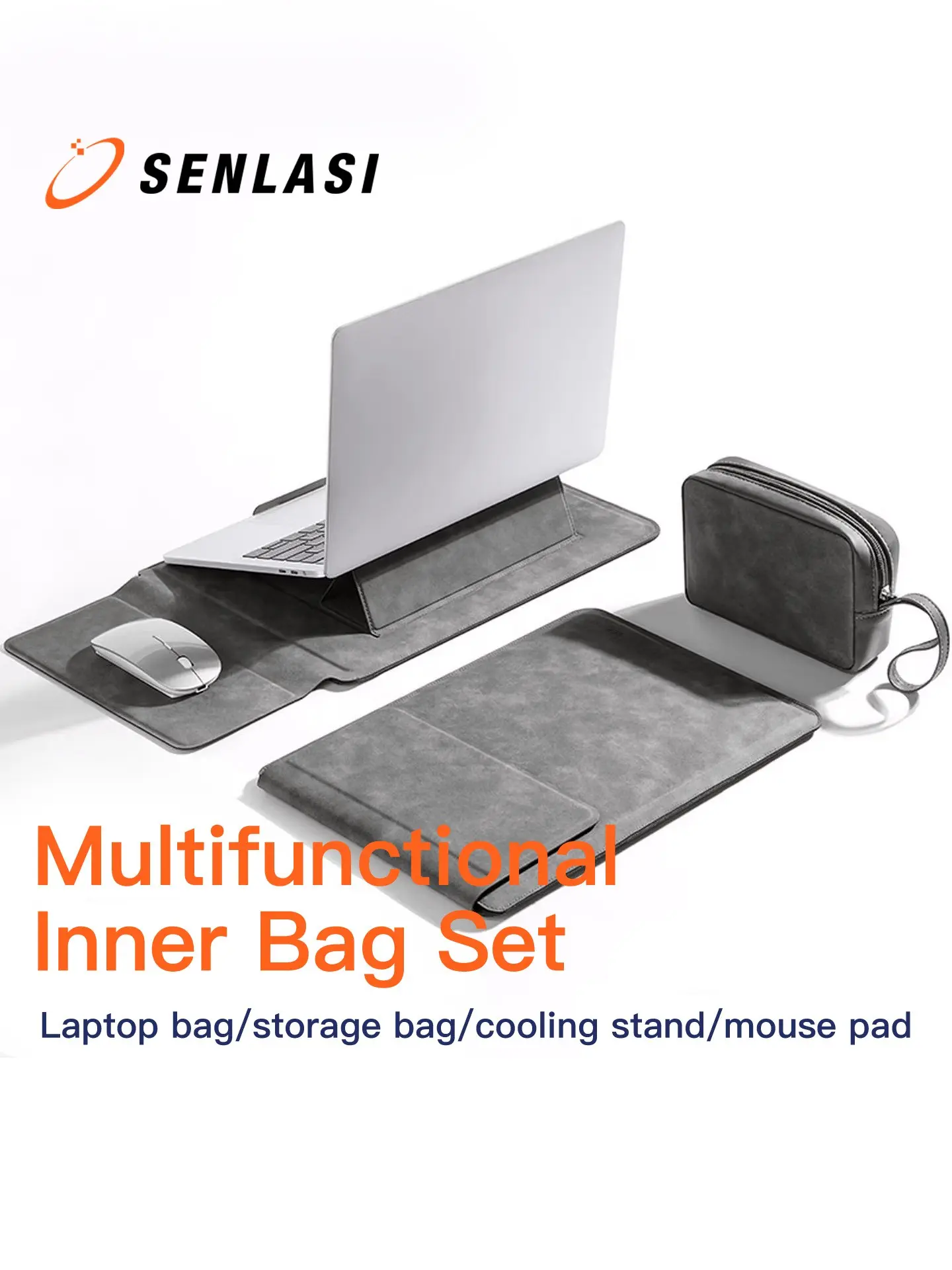 13/14/16 Inches Laptop Case, PU Leather Protective Cover, Padded Bracket Support, Mouse Pad, Compatible with Macbook, Hp Laptops, Laptop Accessories