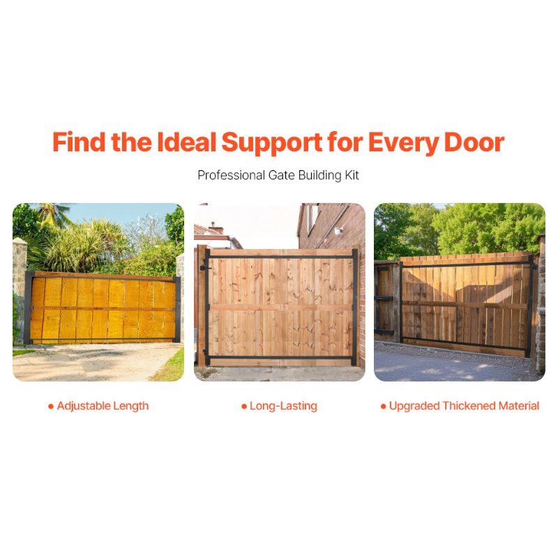 VEVOR Gate Building Kit, Fits 36 to 60 inWide Openings, Up from 6 to 7 ftHigh Fence, Adjustable Gate Building Kit, Anti Sag Full Gate Frame Kit with Latch Lock and Screws, for Wooden Fence, Iron