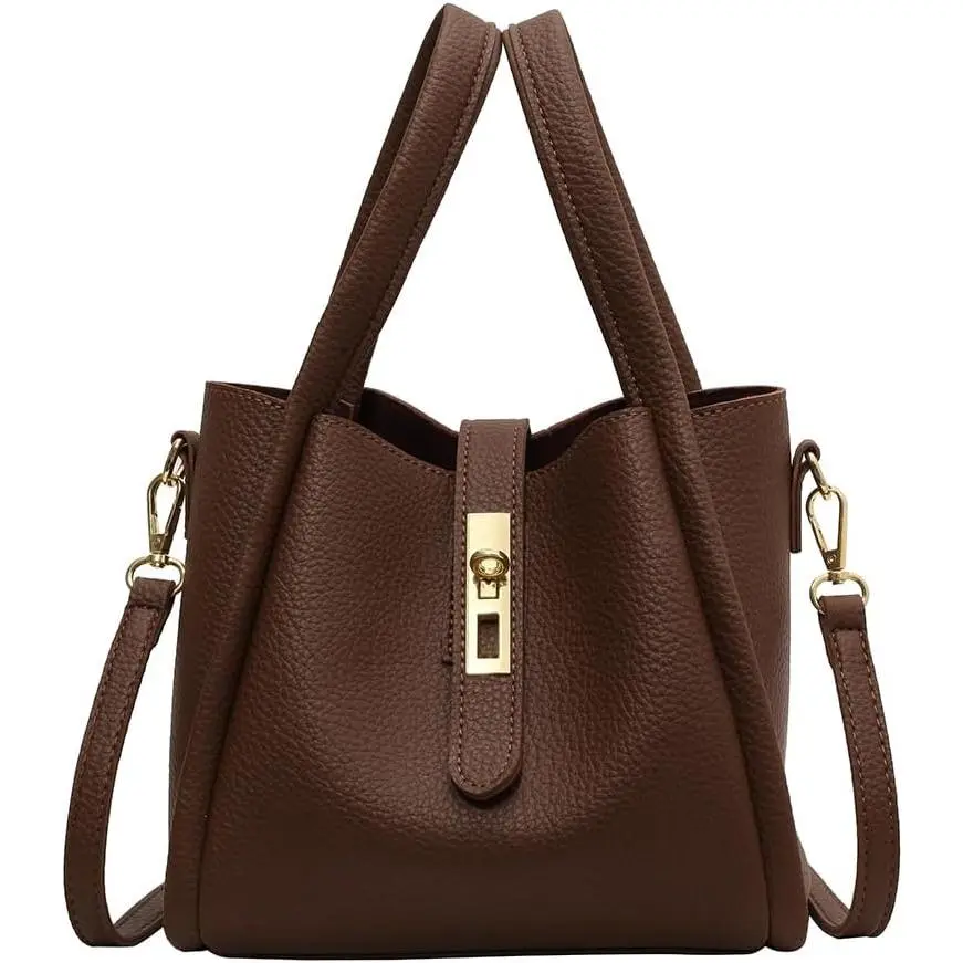 Bucket Bags for Women - Faux Leather Crossbody Bucket Purse Small Handbag Vintage Shoulder Bag with Small Purse
