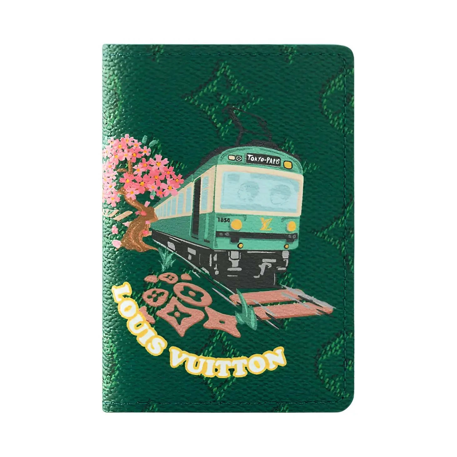 Louis Vuitton x Nigo Green Monogram Coated Canvas Pocket Organizer Cardholder Wallet for Men, Fabric-Lined, Boxed, Compartmented, Logo Men's Wallet, Fabric-Lined Men's Wallets, Boxed Men's Wallets