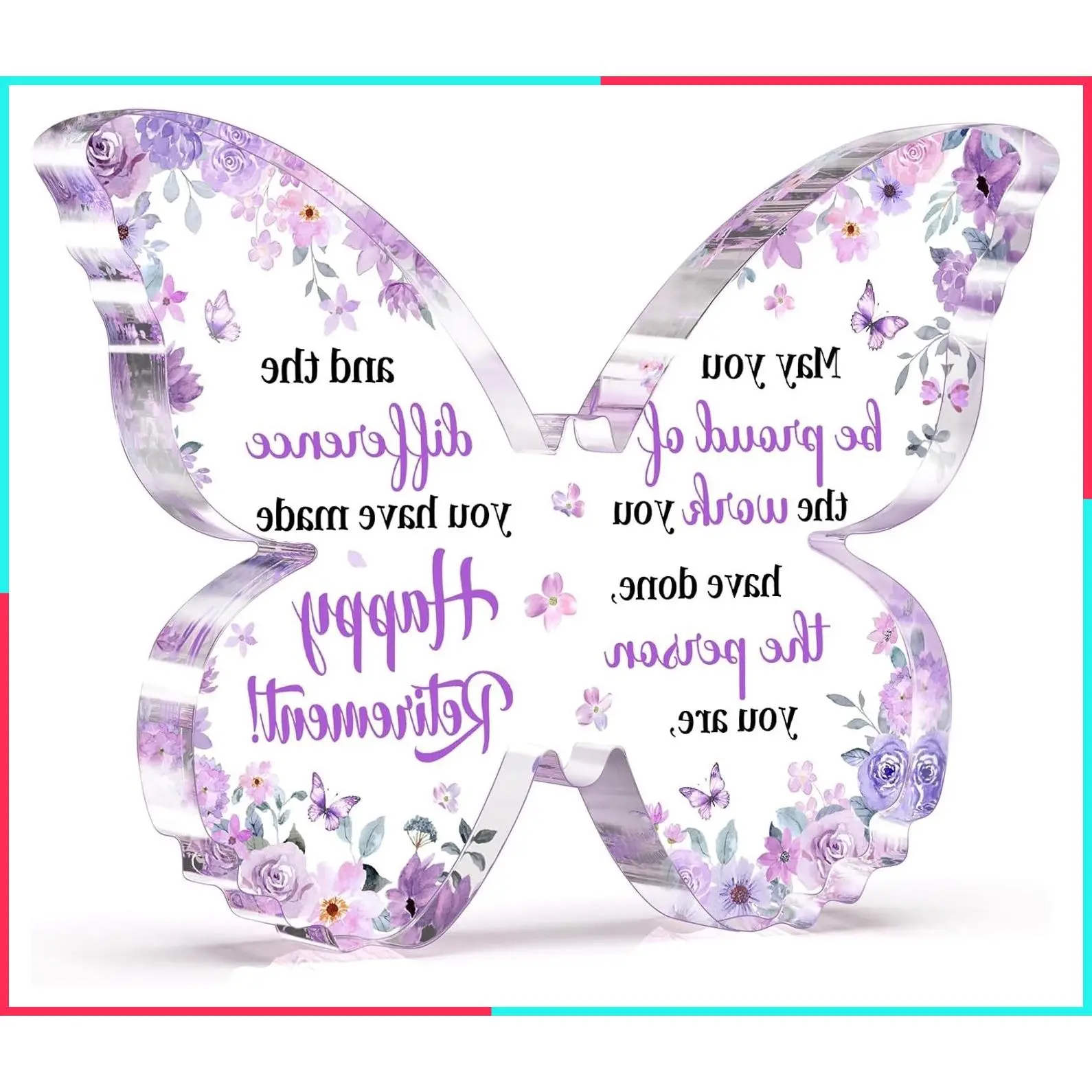 Unique Purple Butterfly Acrylic Plaque Retirement Gift for Women & Men 2026, 5x3.8x0.5 Inch Desk Decor with Warm Words, Best Retirement Gifts for Coworker Teacher Friend Nurse Boss