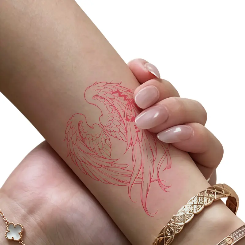 Temperature-sensitive wing-pattern temporary tattoos Waterproof, long-lasting, non-toxic Arm, shoulder, and chest tattoos (6 x 10 cm) Water transfer printing process Tattoo Stickers