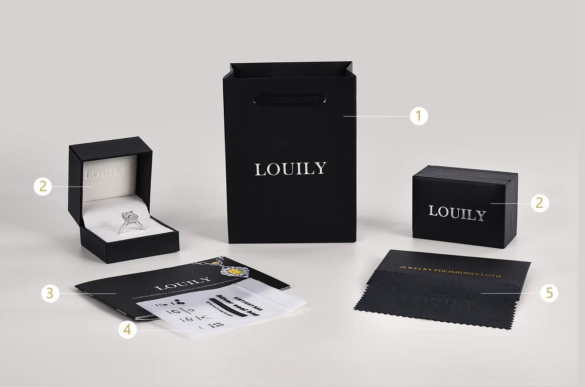 Louily Jewelry Toi et Moi Ring, Unique Double Stones Design 4.5ct Rectangle Cut & 2.5ct Pear Cut Engagement Ring for Women