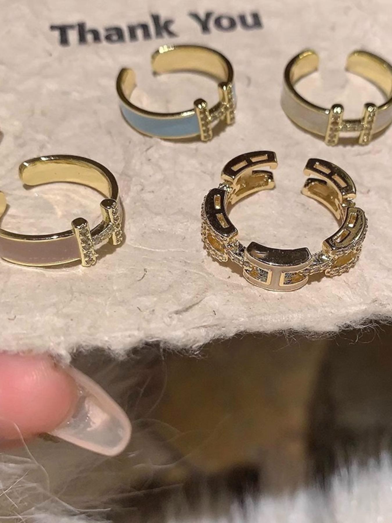 Letter Design Cuff Ring, Adjustable Open Ring, Fashion Jewelry Accessories for Women & Girls, Trendy All-match & Exquisite Jewelry for Birthday Gift, Alphabet Design Ring