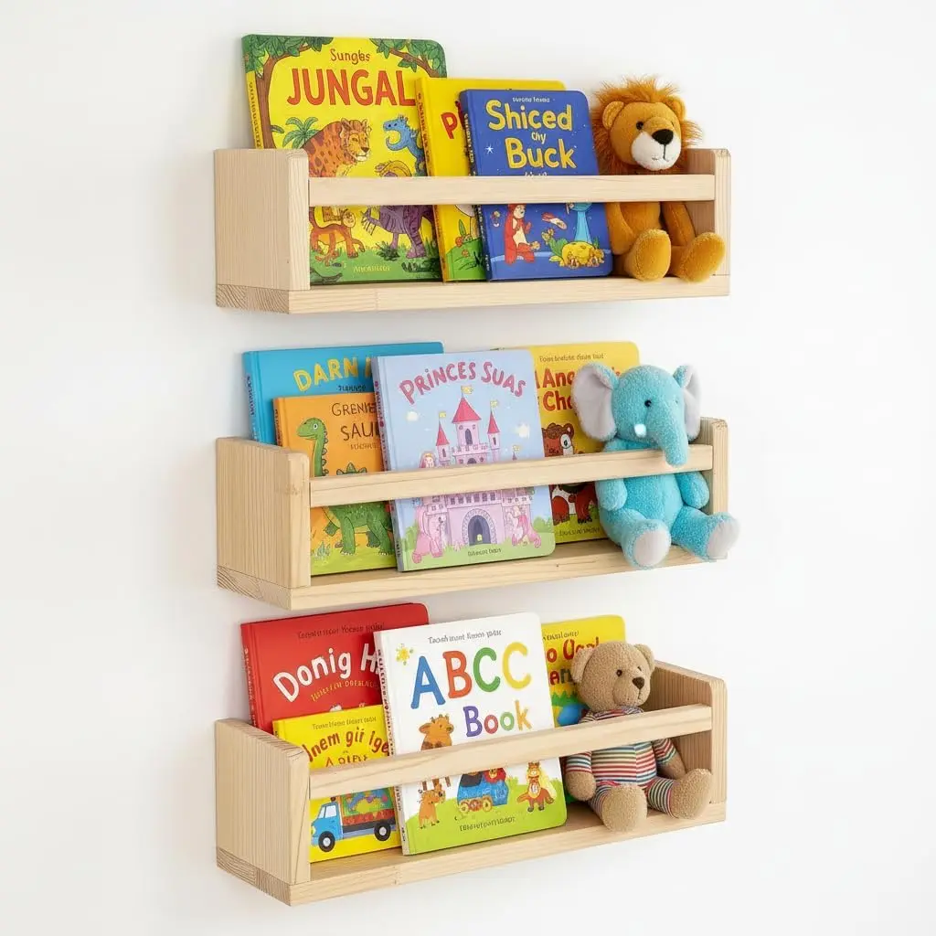 Floating  Book Shelves-  Bookshelf for  Room 16 Inch, Small Bookshelf Wall Mounted for  Boys Girls-Living Room, Bathroom, Kitchen, Decor & Storage for Books and Dolls