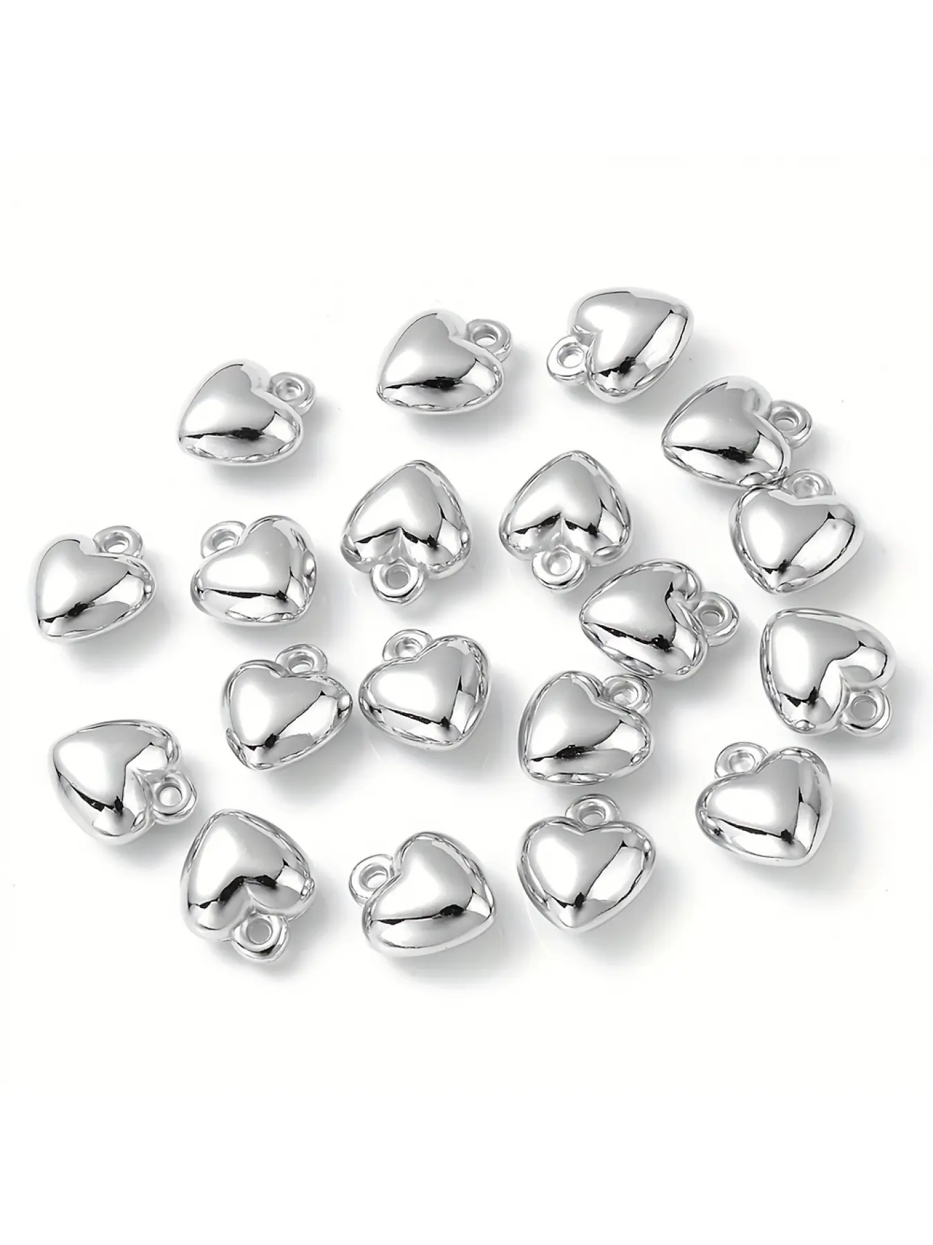 50 heart-shaped pendant beads, CCB metal colorful pendant beads, for jewelry making bracelets, loose beads spacers, decorative accessories