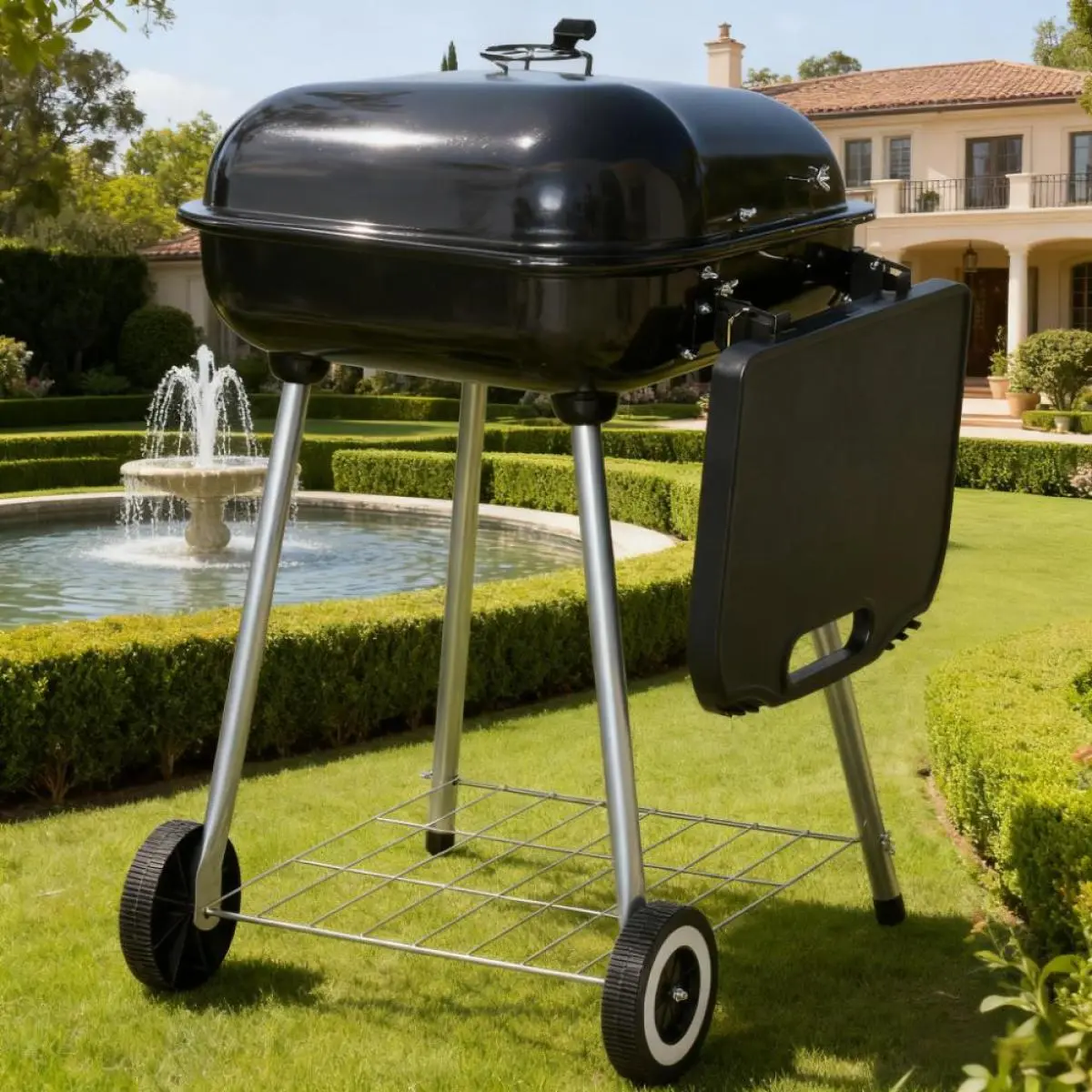 Aobtkel 22" Sturdy Foldable Aluminium Charcoal Smoker Barbecue Grill, Handy Camp Kitchen Gear for Camping, Hiking