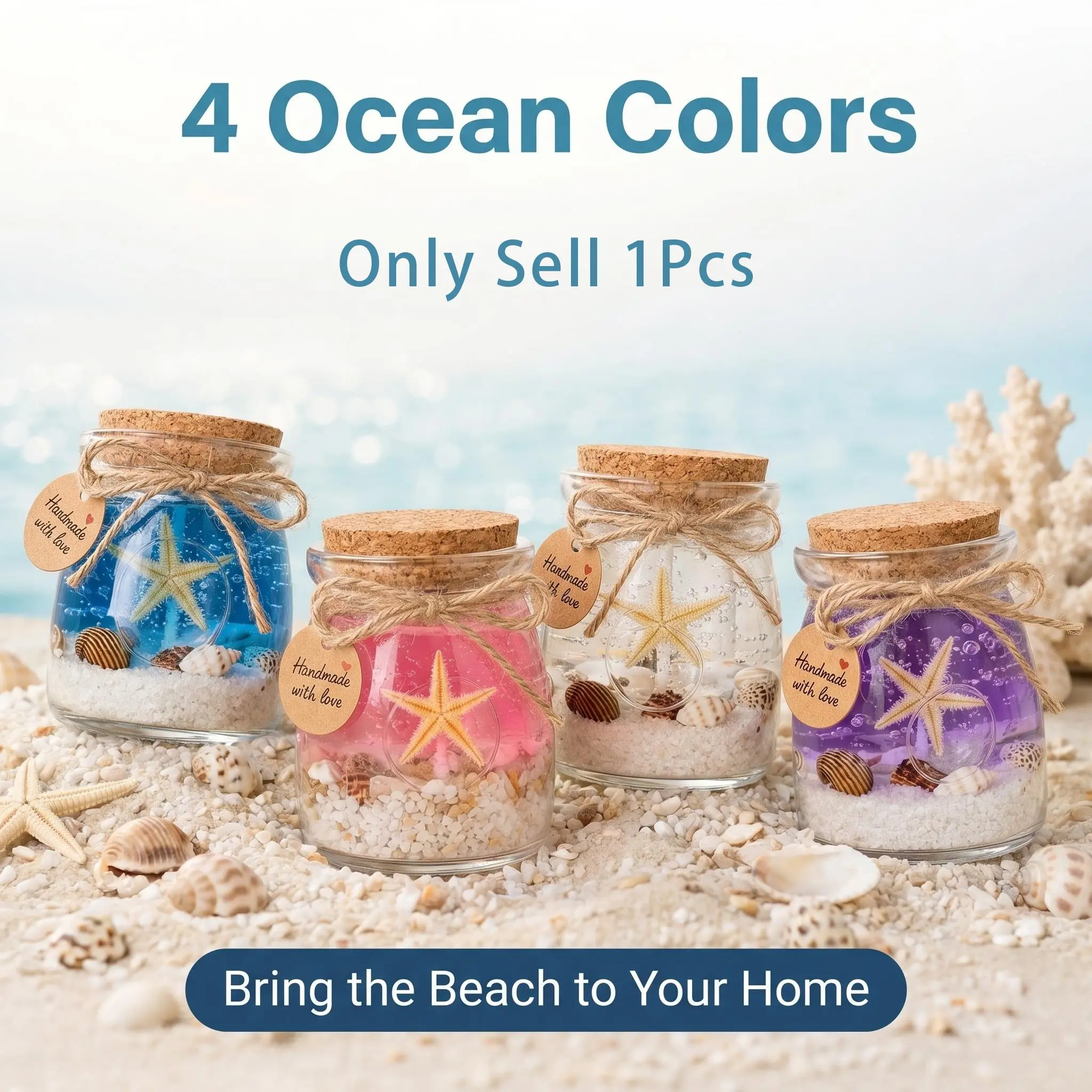Crystal Jelly Wax Candle, Ocean Theme Scented Birthday Candle, Handmade Smokeless Decorative Transparent Shape, Room Decoration, Gift Ideas