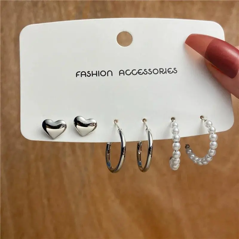 Colorful Earring Set Pink Green Heart Hoop Earrings For Women Dropping Oil Yinyang Earring Set Metal Party Jewelry