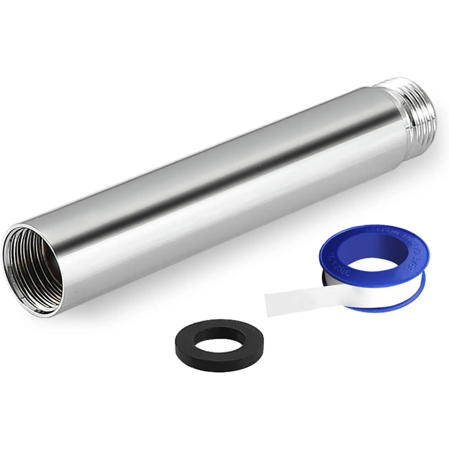Shower Extension Arm, Solid Stainless Steel Shower Pipe Extension with Teflon Tape and Washer, For Lowering or Extending Showerhead(4 Inch, Chrome)