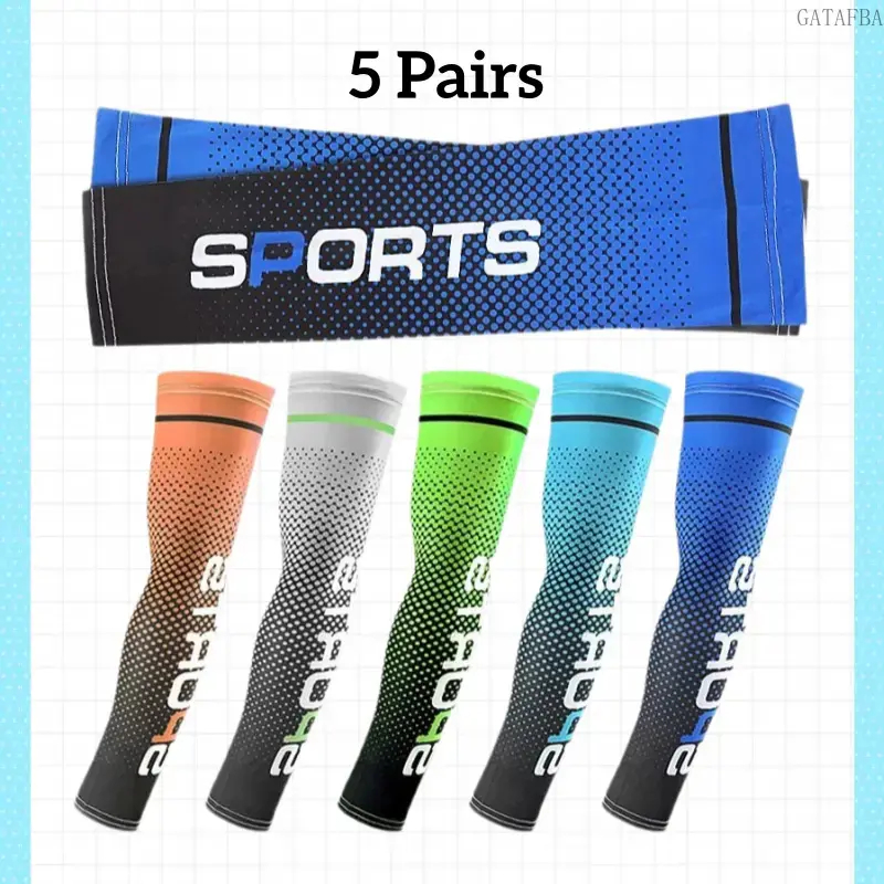5 Pairs Sports Compression Leg Sleeves, UV Protective Long Knee Covers for Men & Women, Ideal for Basketball, Football, Running and Cycling