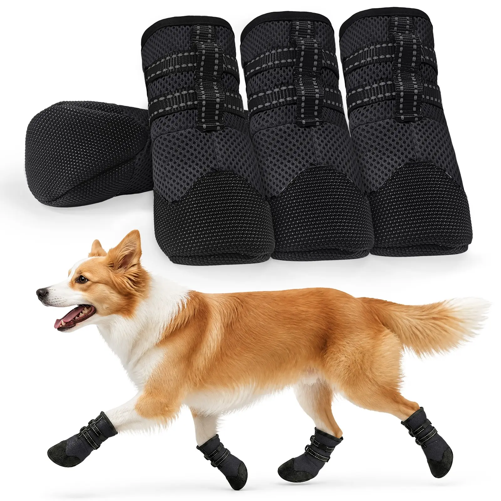 Dog Summer Breathable Anti-Slip Puppy Shoes, Heat-Resistant, Anti Slip After Rain With Multiple Protections, Multi-Protection, Ventilated, Heat Dissipation, Anti-Burn, Anti-Dirt Dog Shoes