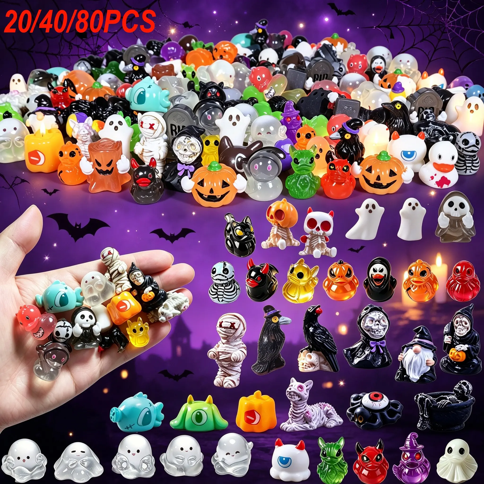 Mini Ghost Skull Devil Witch Resin Ornaments, Cute Spooky Decorative Halloween Decor, Mini Garden Figurines, Perfect Party Gifts