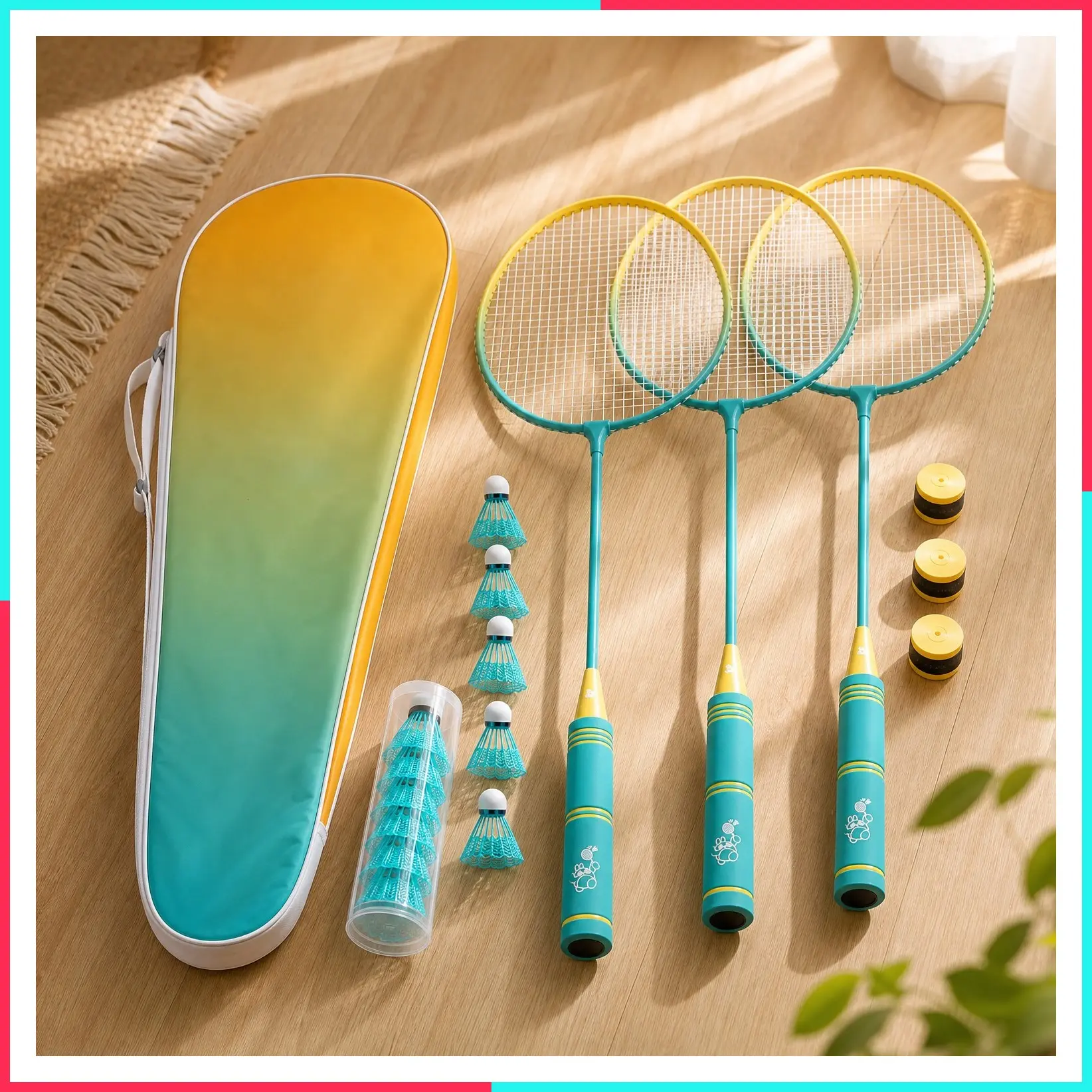 Badminton Rackets Set of 4, Lightweight Beginner Racquets