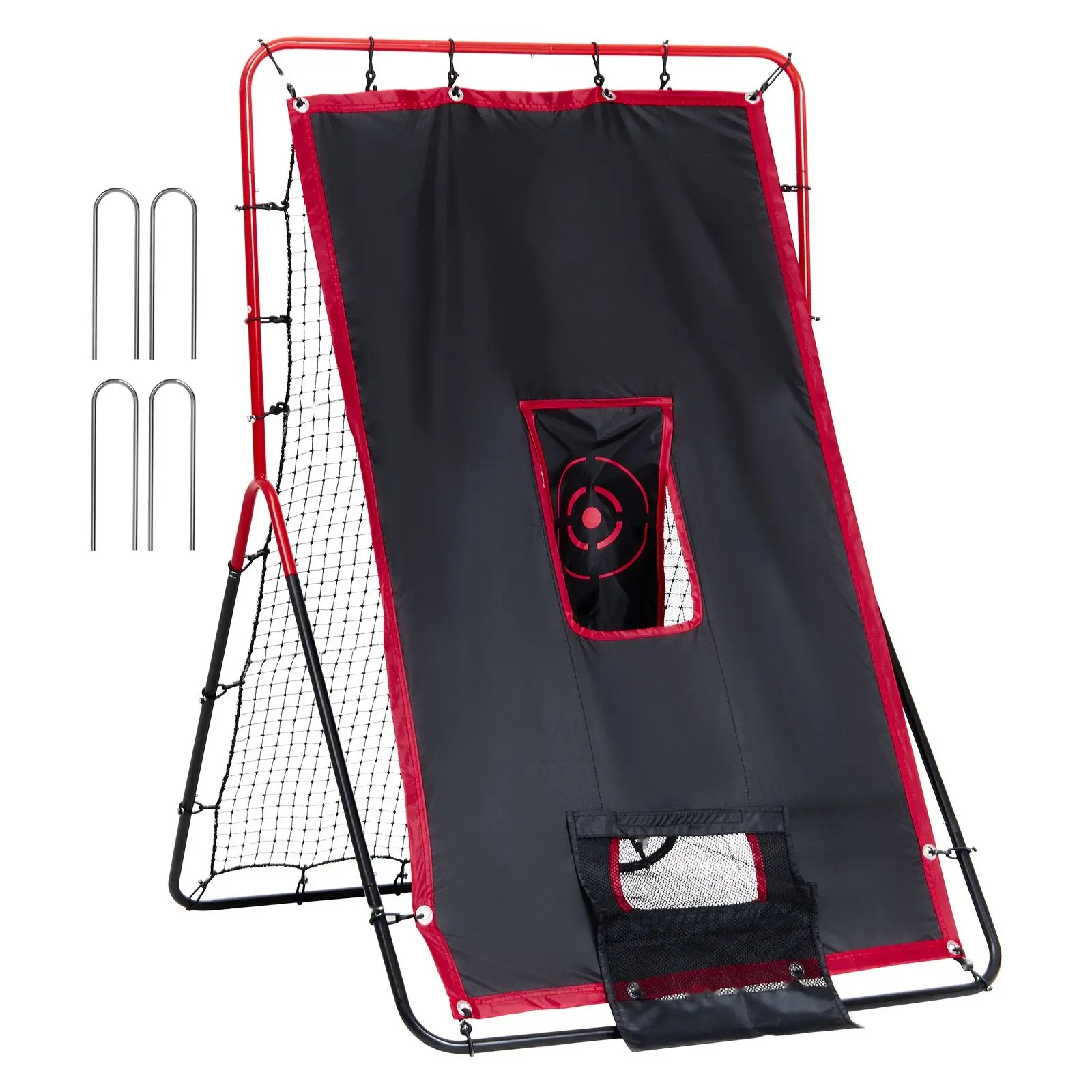 Baseball & Softball 2 In 1 Pitching & Fielding Trainer, 3-Zone 30-Strand High-Density PE Rebound Net, 3.5x4.5 ft Durable Weather-Resistant Steel Frame, 7.3 lbs Portable Design with Adjustable Angles & Precise Targets for Solo Backyard Practice