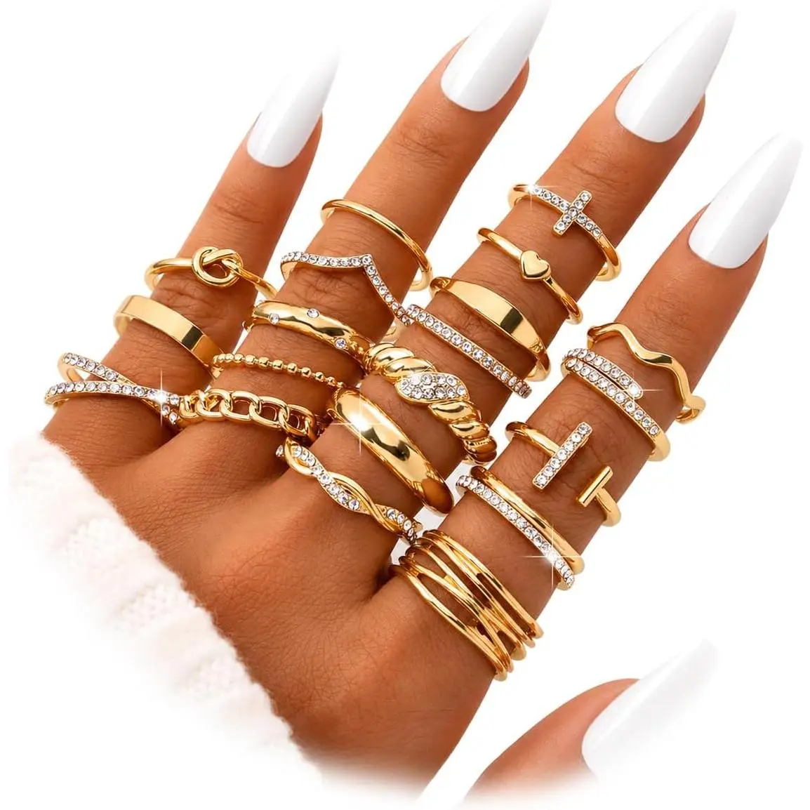 Stackable Rings for Women, Knuckle, Midi, Statement Ring Set |  sizes, dainty and chunky styles, rhinestone accents, thumb rings, and layered looks for daily wear and parties