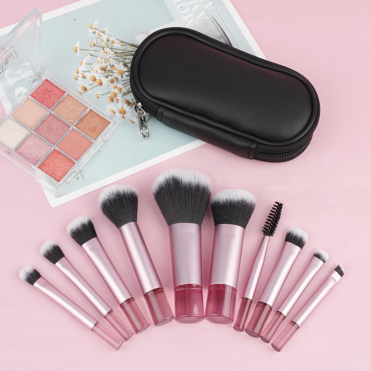 Mini Makeup Brushes Set, 10pcs/set Portable Makeup Brushes with Storage Bag for Travel, Soft Makeup Brushes for Foundation, Powder, Concealers, Cosmetic Tool Set, Beauty Products, Makeup Products Travel Essentials, Makeup Brushes Sets