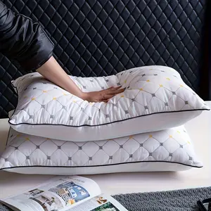 1/2pcs Luxury Hotel Standard Quilted Bed Pillow with Yellow Accents - Machine Washable, High-Quality, Ideal for Side/Back Sleeping, Holiday Gift