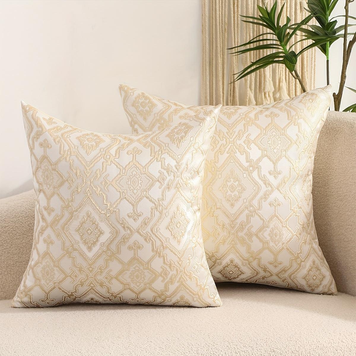 Geometric Pattern Cushion Cover, 2 Counts Elegant Solid Color Throw Pillow Cover, Household Decoration Supplies for Home Living Room Bedroom