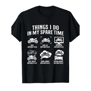 Things I Do In My Spare Time Motorcycle Graphic T-Shirt - Vintage Streetwear Design with Bold Biker Slogan, Comfortable Cotton Round Neck Tee for Men & Women, All-Season Casual Wear
