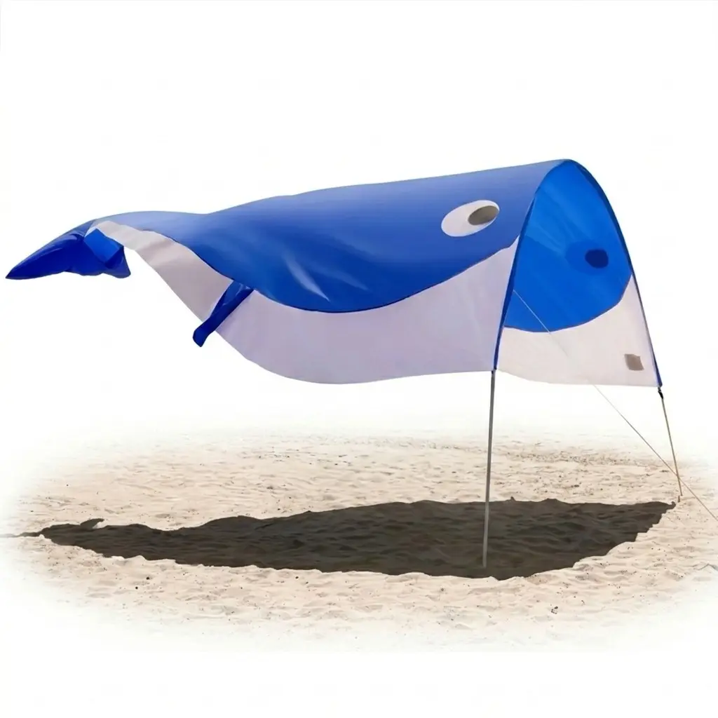 Whale Beach Tent Wind Powered Sun Shade with Aviation Aluminum Poles - 2.2lbs Ultra-Lightweight Portable Beach Canopy, 360° Ventilation Shelter with Backpack for 4-6 People Family Sunshade Canopy Tent