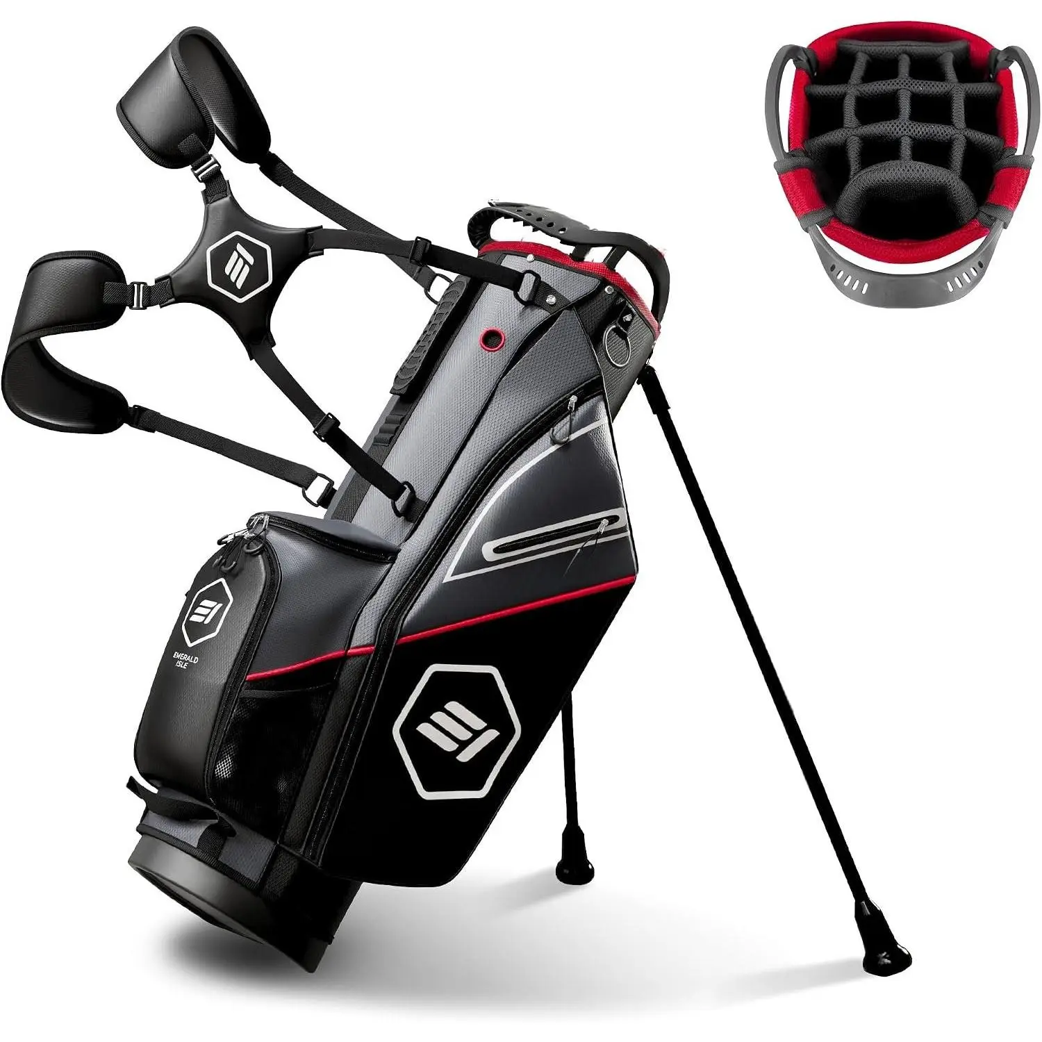 14 Way Full Length Divider Golf Bag Stand for Men and Women, Heavy Duty Carry Bag with Rain , Multiple Pockets, Padded Handle and Strap, Lightweight,  Golf Stand Bag