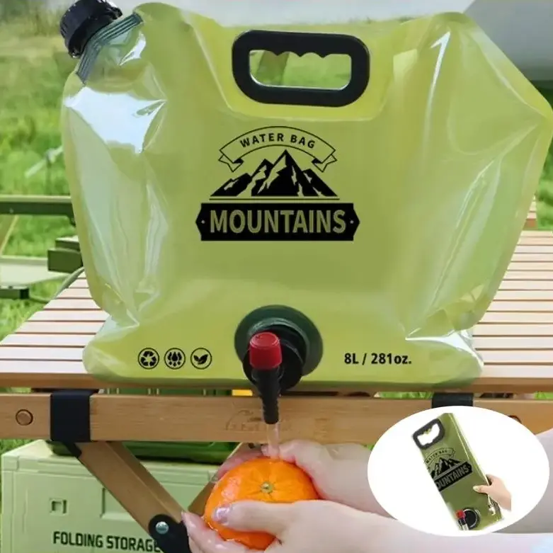Foldable 8L Water Container with Spigot - 2 Pack BPA-Free Collapsible Water Storage Bag Leak-Proof Reusable for Camping Hiking Outdoor Emergency