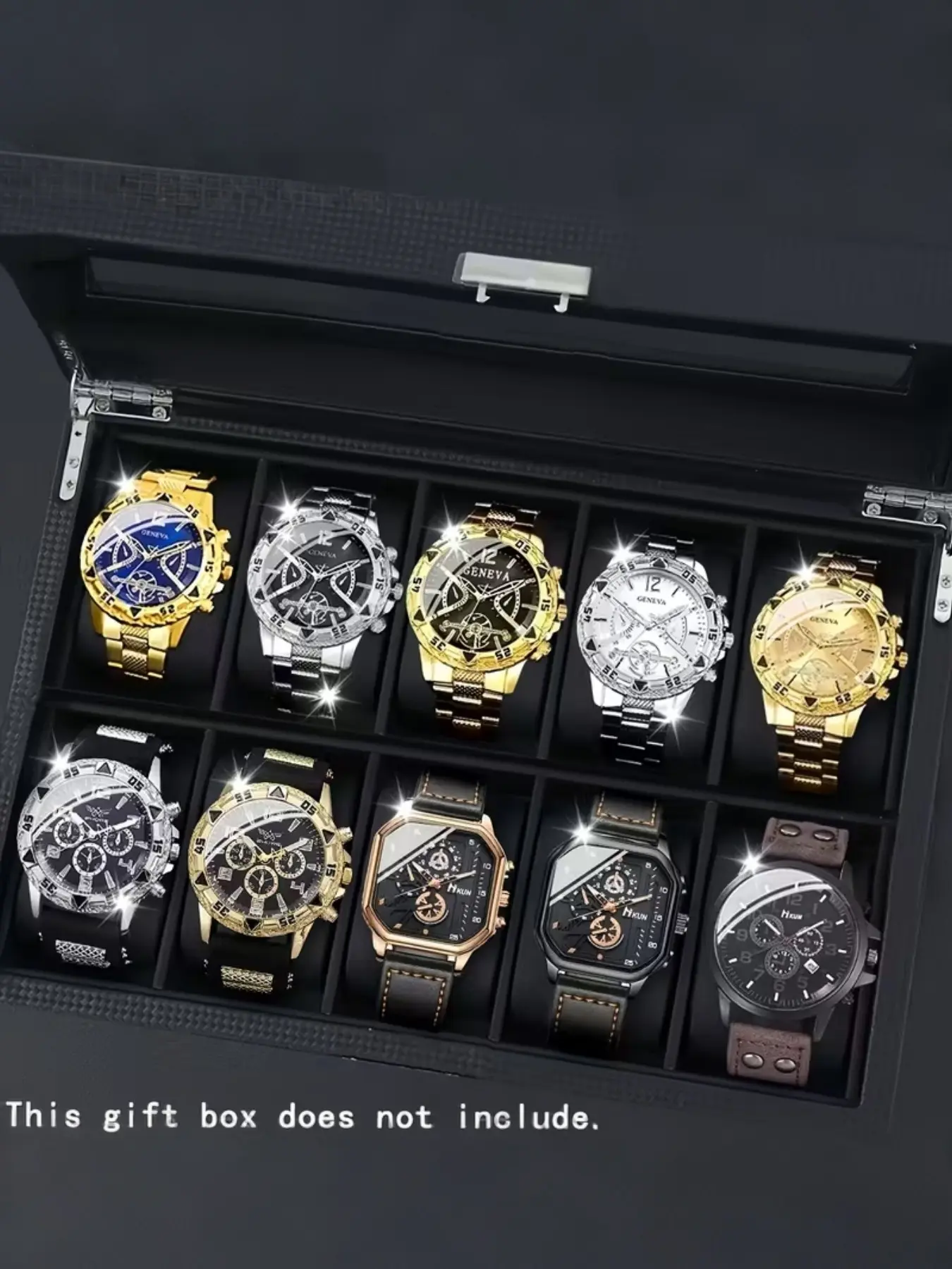 10pcs Luxury Men's Watch Set, Analog Quartz Watches, Quartz Wristwatches, Perfect Gift for Valentine's Day, Christmas, Father's Day, Anniversary, Birthday, High-End Business Style