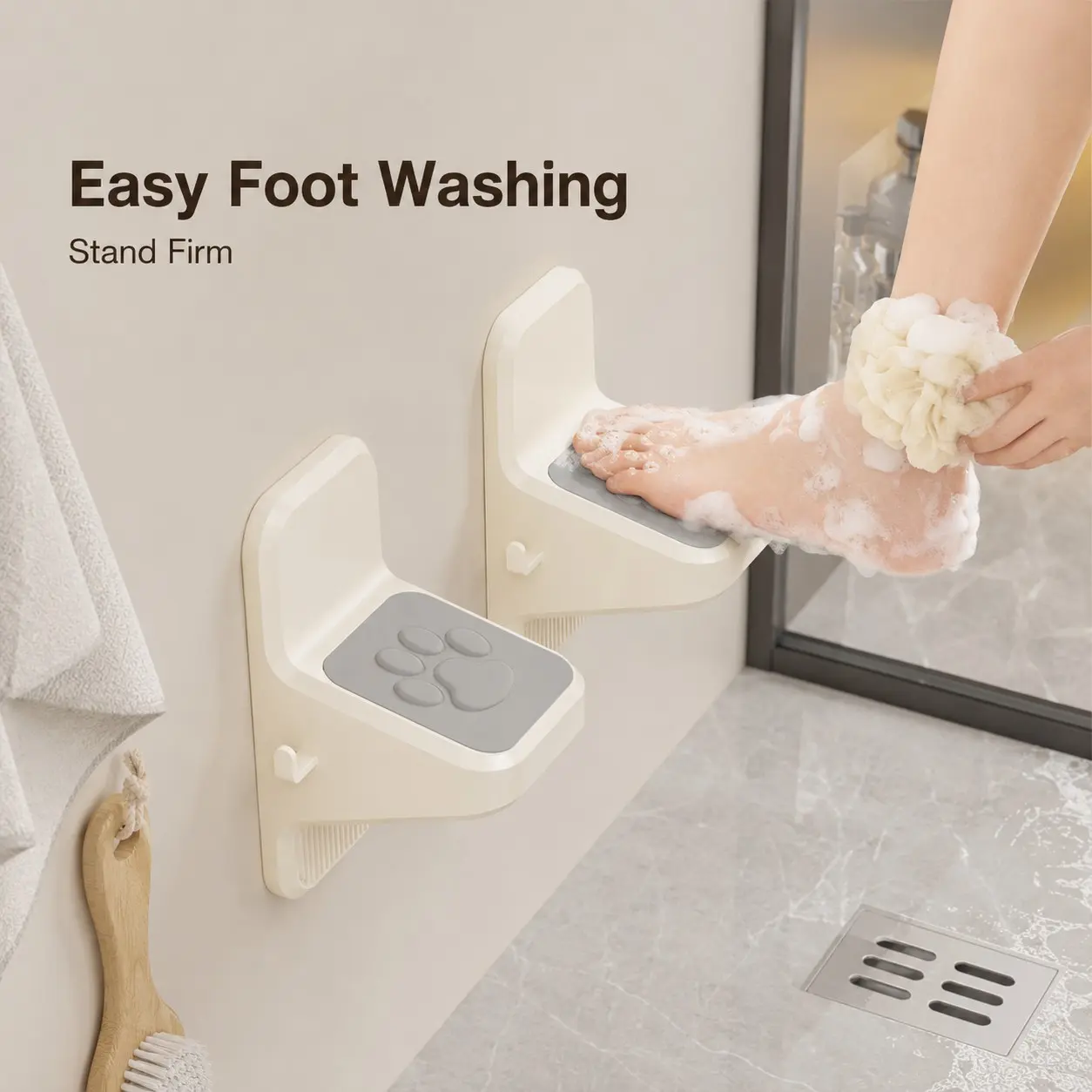 Bathroom Step Stool for Seniors and Pregnant Women, Wall-Mounted No-Drill Toilet Foot Rest, Thickened Home Use, Essential Bathroom Accessory