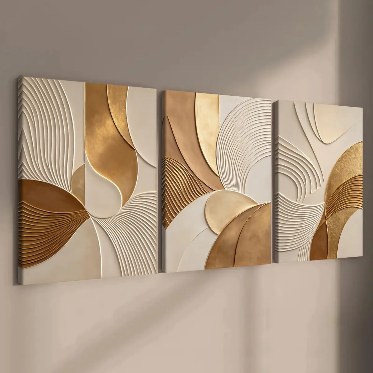 3-count wooden frame canvas, high-end Geometric Pattern Design light luxury art, abstract poster, perfect living room decoration, modern art, fashionable poster, suitable for corridor bedroom, office, home wall art, waterproof